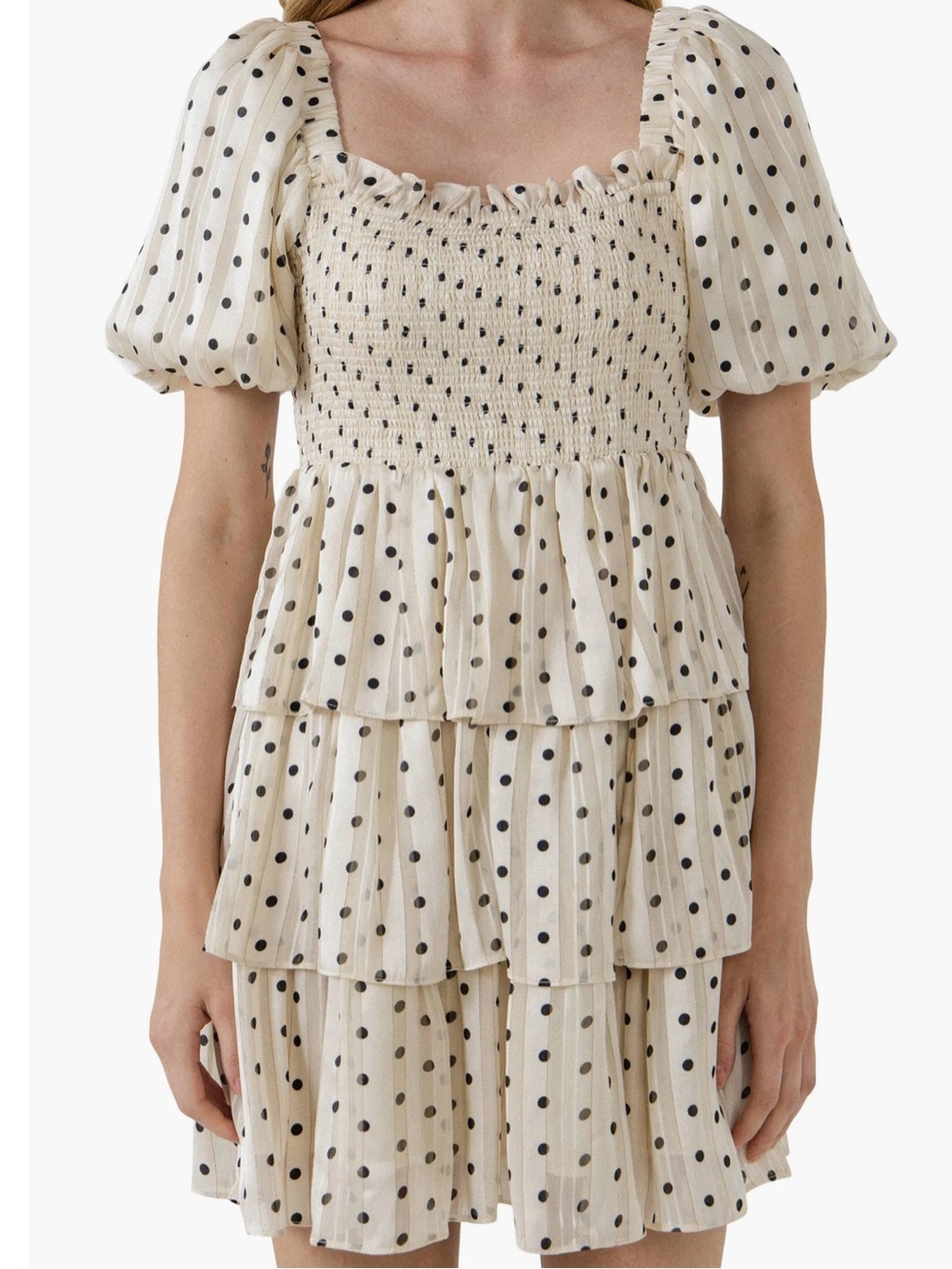 English Factory Polka Dot Multi Tiered Short Sleeve Dress NWT